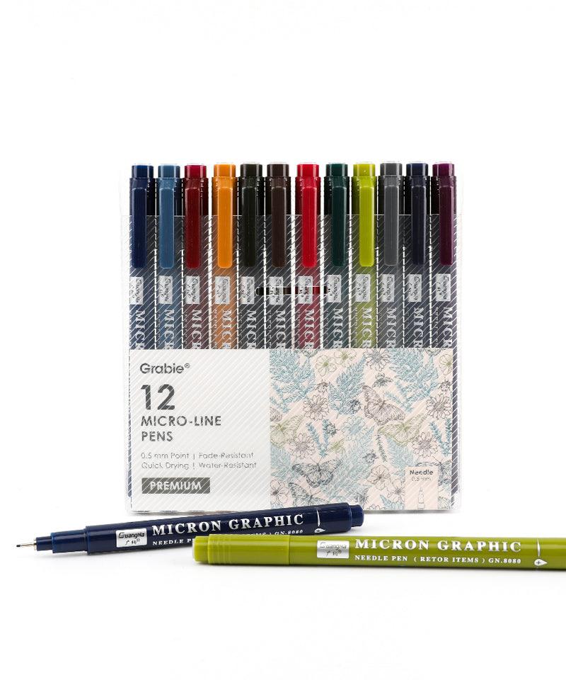 Vintage Color Sketch Micro-Line Pen Set of 12 –